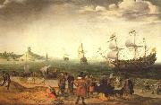 WILLAERTS, Adam Coastal Landscape with Ships oil painting on canvas